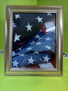 "Bandera Americana Arte Enmarcado Acabado Metálico 8x10"" Patriótico Tomado por Diane Krell" - Imagen 1 de 4