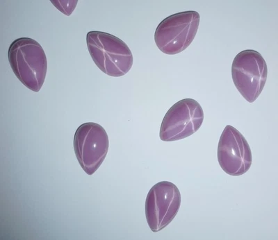 Opaque Star Ruby Pear 15x10 mm Cabochon 6 Rayed Lab-created Stone 10 pieces Lot - Image 1 of 4