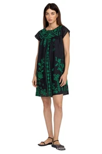 Vestido Johnny Was Workshop Bordado Mini Negro Talla L Jade Algodón Floral - Imagen 1 de 7