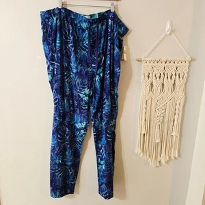 NWT Tommy Bahama 100% Cotton Poplin Blue Monstera Palm Pajama Pants Size 3XLB 3X - Picture 1 of 8