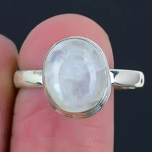 Regenbogen Regenbogen Mondstein Edelstein massiv Sterlingsilber Cluster Ring Größe 10 - Bild 1 von 7