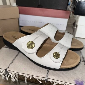 Trotters Ruthie Slide On Sandals Size 10.5 N Cushion Comfort Leather White - Picture 1 of 6