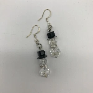 Snowman Bead Pierced Earrings Handmade Christmas Holiday - Picture 1 of 4