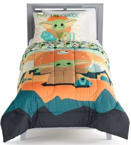 NEW Star Wars Mandalorian Baby Yoda 3-Pc Comforter Set Full/Qn-The Big One Kids - Picture 1 of 6