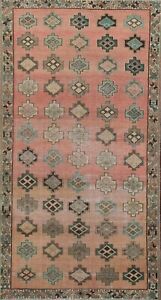 Antique Geometric Traditional Distressed Oriental Area Rug Hand-knotted Wool 5x9