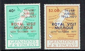 1977 MUSTIQUE QEII SILVER JUBILEE ROYAL VISIT SET OF 2. MNH**. - Picture 1 of 1