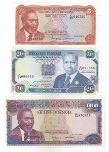 Kenya, Set of 3 Different Issue Banknotes - Picture 1 of 2