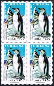 CHILE 1999 STAMP # 1944 MNH BLOCK OF FOUR ANTARCTIC PENGUIN BIRD - Picture 1 of 1