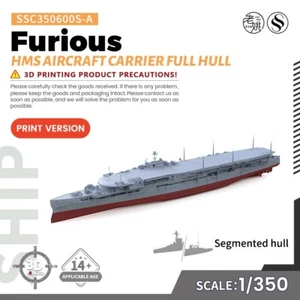 SSMODEL 600S-A 1/350 Kit Modelo Militar HMS Furious Portaaviones Casco Completo - Imagen 1 de 4