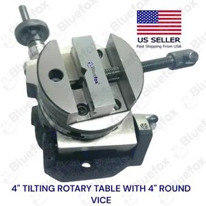 4" Inches Precision Tilting Rotary Table 4 Slot 100 mm With Vise Round Vice USA - Picture 1 of 5