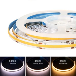 FCOB LED Light Strip COB Led Lights Flexible Warm Nature Cool White DC12V 24V - Picture 1 of 6