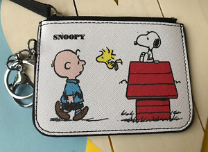 Retro Snoopy Woodstock dogs keychain cards keyring card holder ID zipper wallet