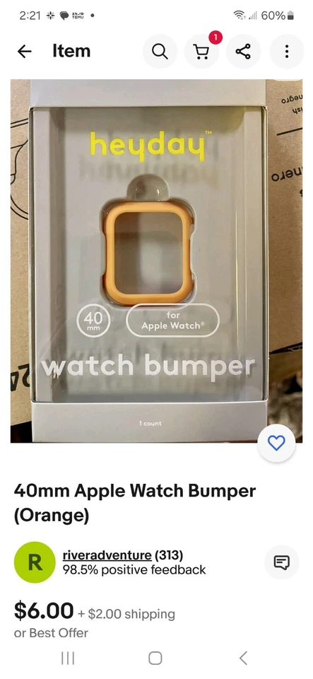 Parachoques Heyday Watch para Apple Watch Series 2 y 3 - 38 mm DORADO Foto 1 de 1