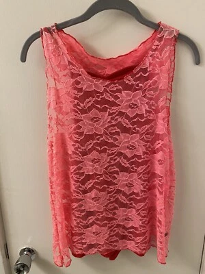 Cami Mia Brazilia pequena de renda rosa e camurça ferrugem - Imagem 1 de 4