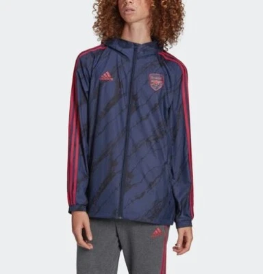 adidas Afc Windbreakr Arsenal Casual Soccer Hooded Jacket Men Men Indigo FQ6932 - Image 1 of 4