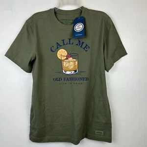 Life Is Good T Shirt Mens M Call Me Old Fashioned Army Green Read - Picture 1 of 10