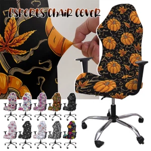 Halloween Flower Stretch Computer Gaming Chair Cover Office Swivel Chair Covers - Picture 1 of 25