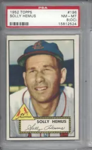 1952 Topps Baseballkarte #196 Solly Hemus St. Louis Cardinals graded PSA 8 OC - Bild 1 von 2