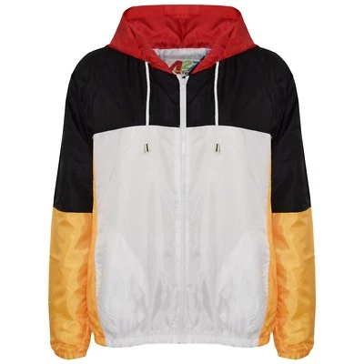 Chaqueta cortavientos con capucha mostaza manga en contraste impermeable para niños niñas 5-13 años Foto 1 de 2