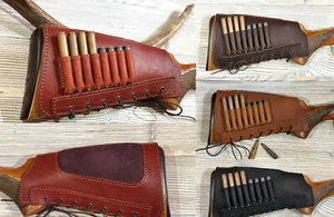 Leder Gewehr Hinterschaft Abdeckung Hinterschaft Halter Wangenauflage - hält 8 Patronen - Bild 1 von 18