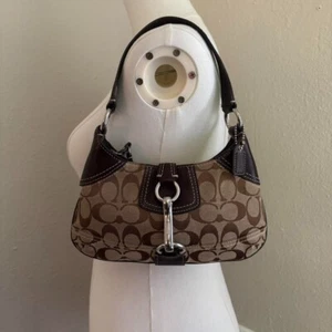 Coach Hamptons Mini Hobo Shoulder Purse Signature C Canvas Print Brown 10283 - Picture 1 of 8