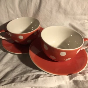 Whittard of Chelsea Red Florence Large Breakfast Cup & Saucer Polka Dot Superb 2 - Picture 1 of 17
