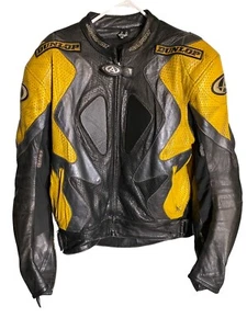 Vintage AGV Sport Leather Motorcycle Jacket Dunlop Armour Padded Lined Size 44 - Picture 1 of 22
