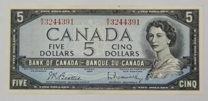 1954 BANK OF CANADA QEII $5 (GEM UNC) **Beattie & Rasminsky** 【BC-39b】 - Picture 1 of 6