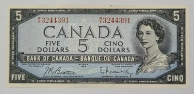 1954 BANK OF CANADA QEII $5 (GEM UNC) **Beattie & Rasminsky** 【BC-39b】 - Image 1 of 4