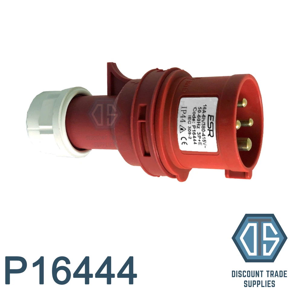 ESR Fast Fit Industrial Trailing Plug IP44 16 Amp 4 Pin P16444 Red 3P + E - Image 1 of 1
