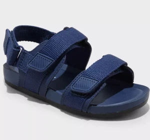 Toddler Unisex Sandals Navy Adjustable Hook & Loop Open Toe Summer Water Shoes - Picture 1 of 4