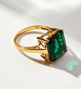 NEW Anthropologie Claudia Ring jade green glass gold plated 6.5 Shyla London