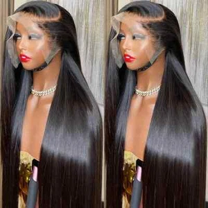 Bone Straight Hd Lace Frontal Human Hair Wig Pre Plucked 4x4 5x5 Lace Remy Wig - Picture 1 of 14