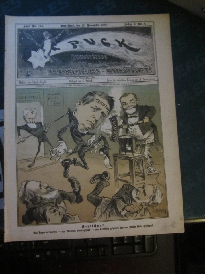 RARE Puck Illustrirtes Magazine November 1879 Political Satire Tammany Hall 64 - Image 1 of 1