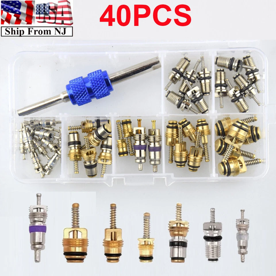 Kit de herramientas removedor de núcleo de válvula de aire acondicionado para automóvil R12 R134a 40 piezas Foto 1 de 4