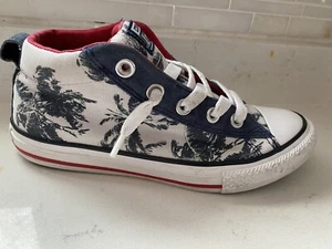Converse Chuck Taylor - Junior Sz 4 Mid Top Red White Blue Palms - Picture 1 of 9