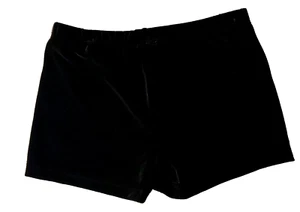 GK CHEER MICRO MINI WORKOUT SHORTS ADULT MEDIUM BLACK VELVET SWAR CRYSTALS AM - Picture 1 of 4