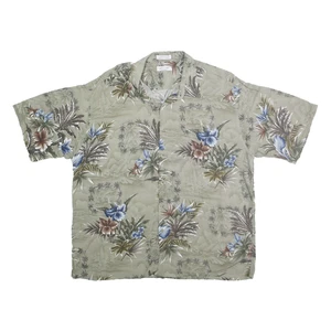 Camisa PIERRE CARDIN Para Hombres Beige Floral Rayón 2XL Manga Corta Estampado Tropical - Imagen 1 de 6