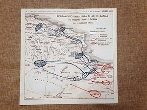 Karte Karte Linie von Ain El Gazala auf Mechili-Tmimi und Derna WW2 Weltkrieg - Bild 1 von 1