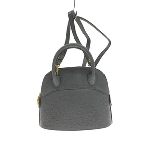 Elizabeth/Ostrich/2Way Handbag/Shoulder Bag/Leather/Gry - Picture 1 of 5