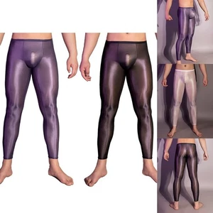 Collant uomo lucido trasparente skinny elasticizzato rigonfiamento marsupio collant senza piedi - Foto 1 di 49