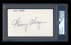 HARRY CHOZEN SIGNED MINT INDEX CARD PSA/DNA AUTO JEWISH CINCINATI REDS 1 GAME - Picture 1 of 2