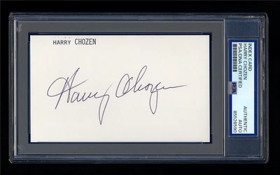 HARRY CHOZEN SIGNED MINT INDEX CARD PSA/DNA AUTO JEWISH CINCINATI REDS 1 GAME - Image 1 of 2