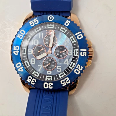 Nuevo reloj de buceo Invicta Pro para hombre modelo 18989 banda azul y cara oro rosa Foto 1 de 4