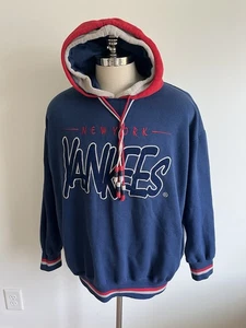 VTG New York Yankees Starter Brand Double Hood Sweatshirt MLB Script Mens XL RAR - Picture 1 of 6