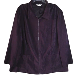 Vintage Dressbarn Damen Gr. 22 W Reißverschluss Blazer Jacke Lila Weinrot Taschen - Bild 1 von 11