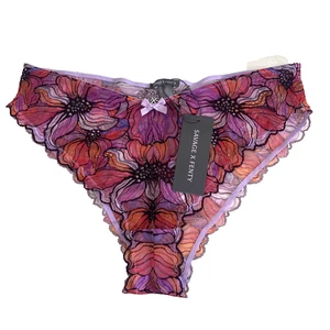 Savage X Fenty Size 12 14 L Lace Panties Underwear Purple Pink Floral NWT New - Picture 1 of 8