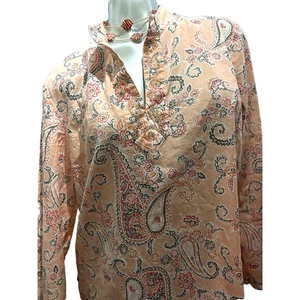 Blusa campesina ligera con lentejuelas de cachemira boho melocotón Kate Hill para mujer en XL 16 - Imagen 1 de 11