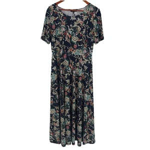 LBisse Womens Maxi Dress XL Navy Blue Floral High Waist Stretch Floral Feminine - Picture 1 of 10