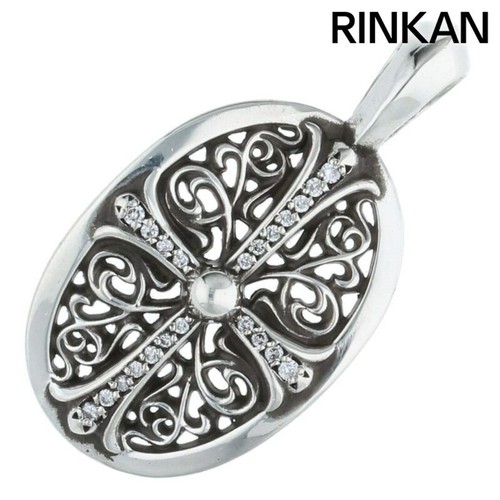 CHROME HEARTS Collana Cromo Cuori CLSC OVALE P DMND Classico Pavè Diamanti Argento Top Usata 86c